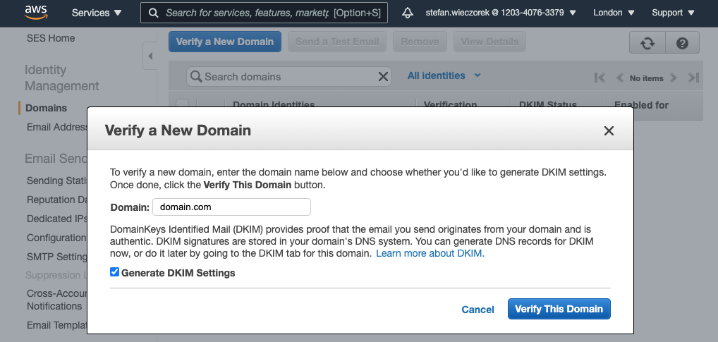 Verify a New Domain