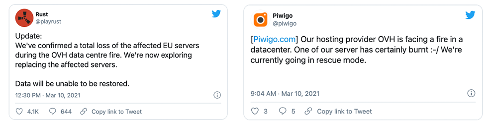 OVH Data Center Fire Tweets