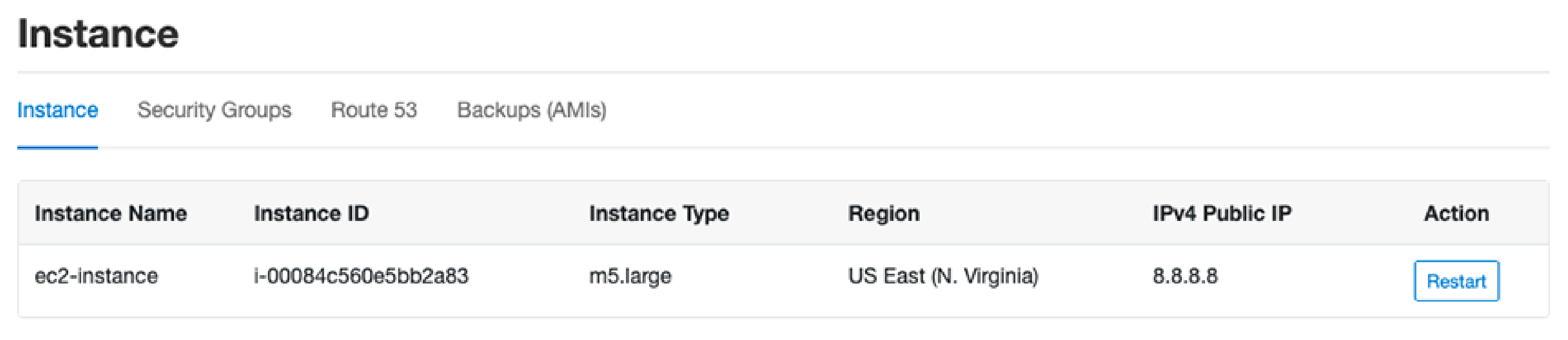 AWS Instance Information on CloudPanel