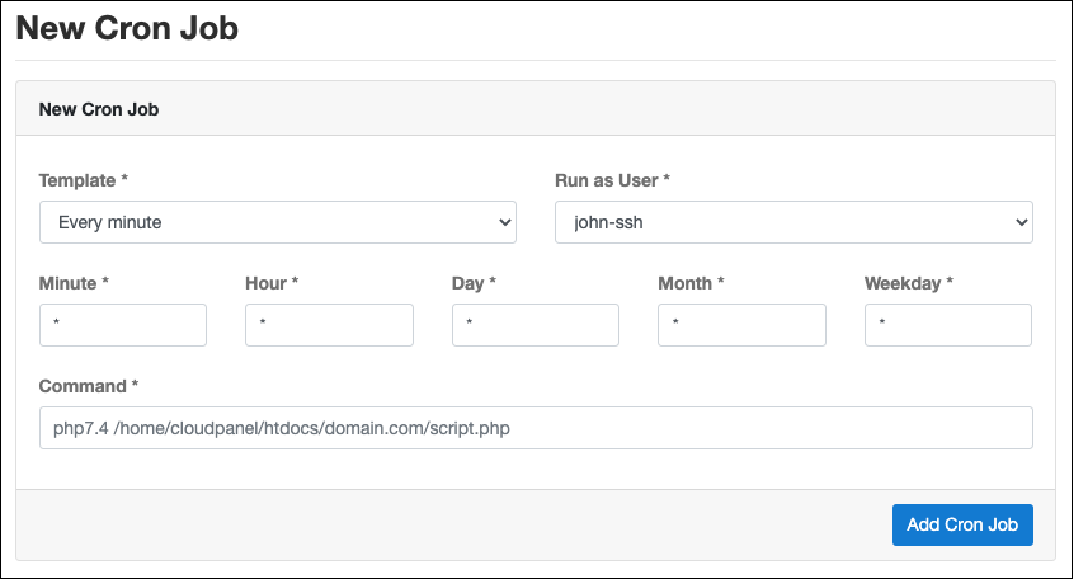 Adding a Cron Job via CloudPanel