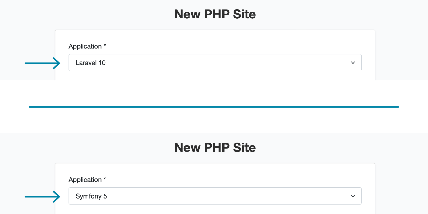 Process of installing Laravel and Symfony using CloudPanel setup.