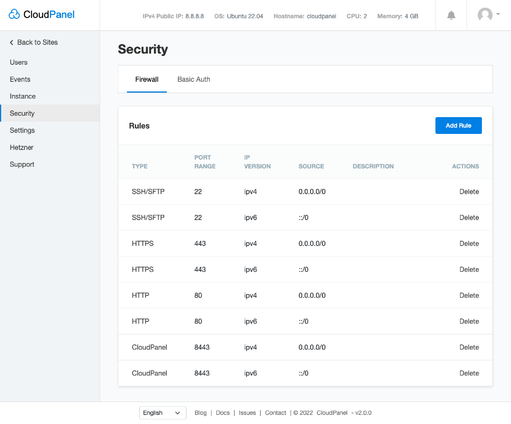 Firewall actively screening and blocking potential server threats