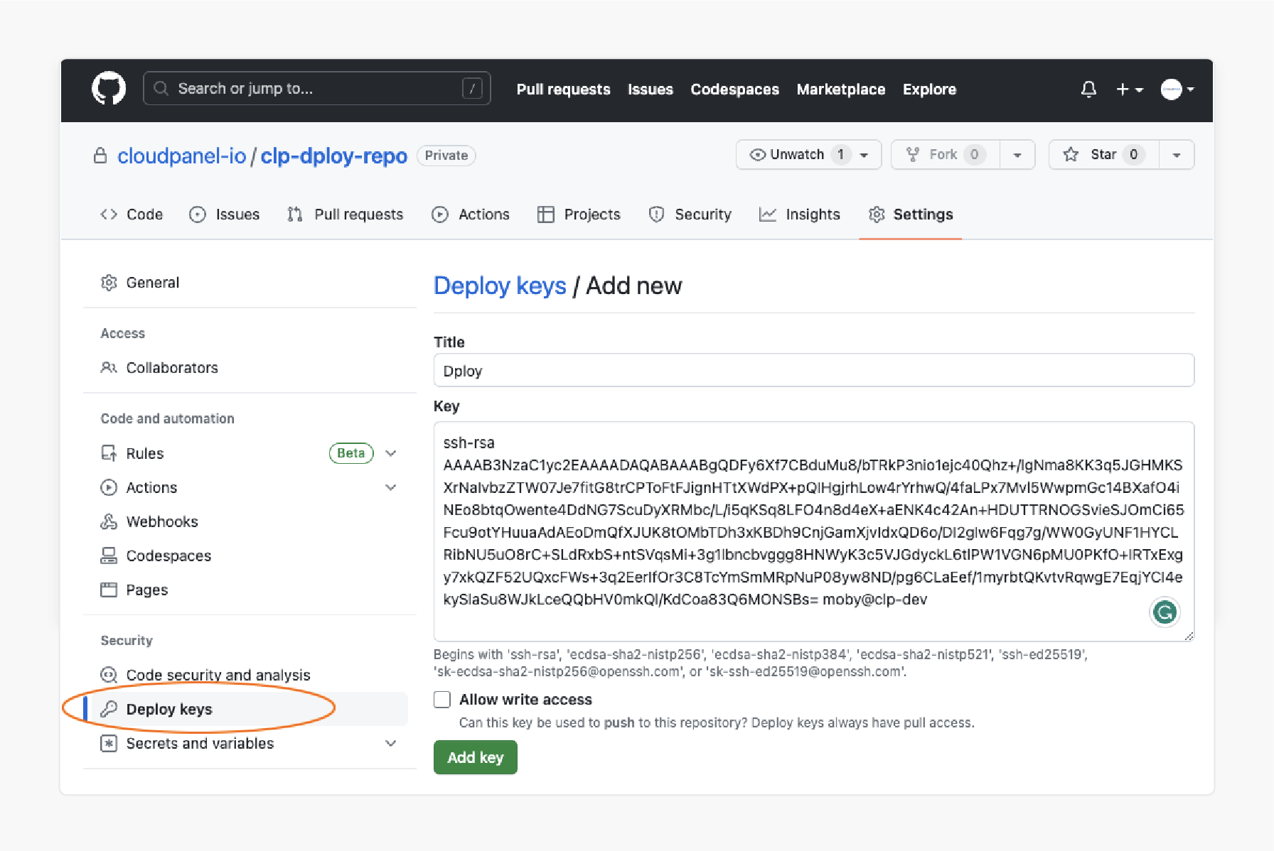 Setting up SSH keys for secure CloudPanel access