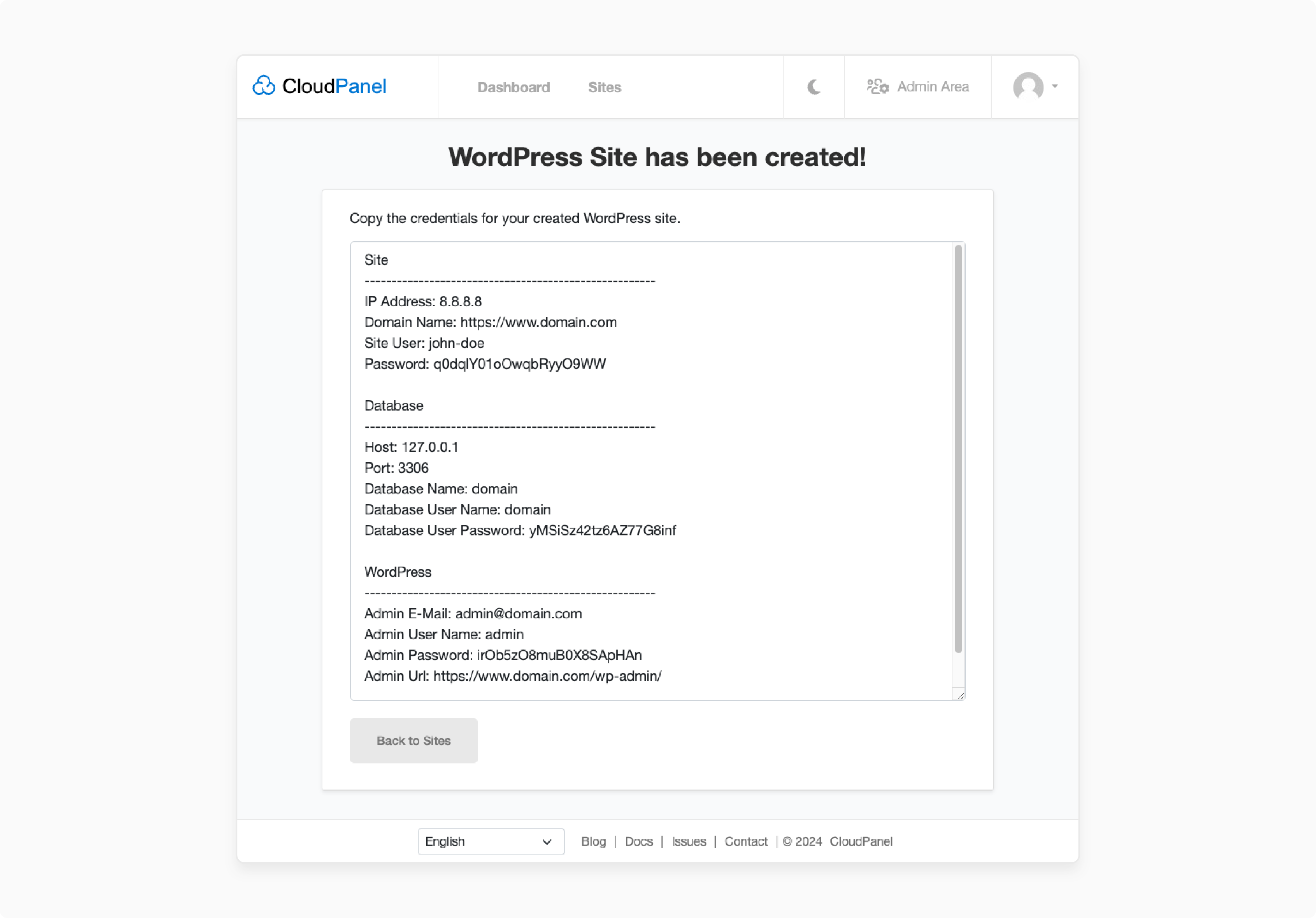 cloudpanel interface showing cloudflare dns configuration for domain