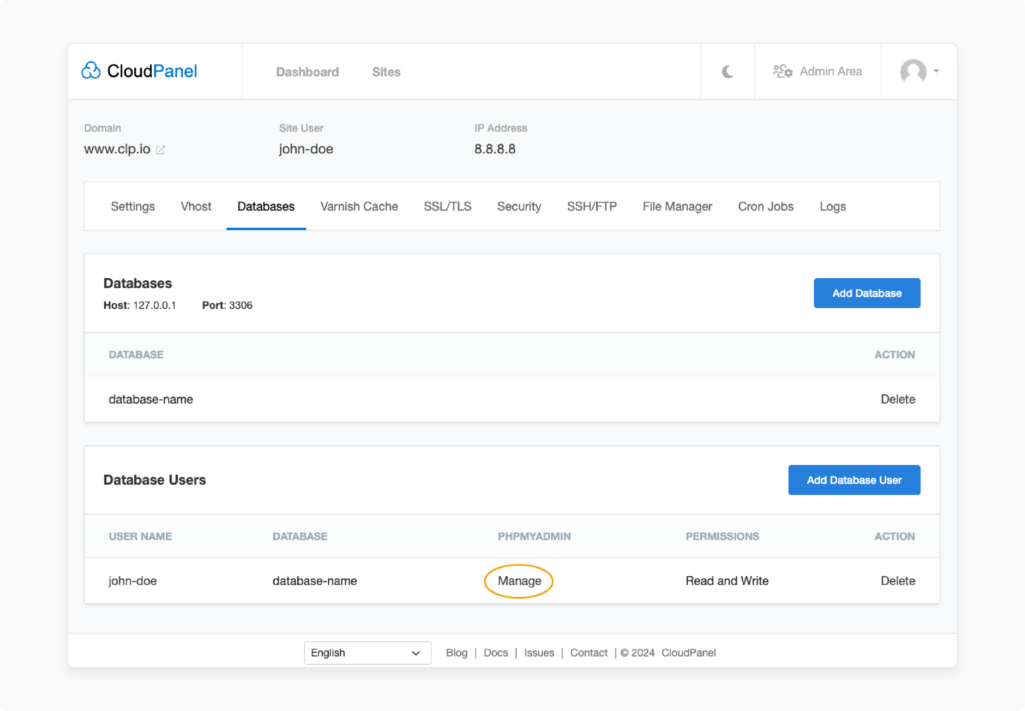Introduction to the CloudPanel phpMyAdmin integration
