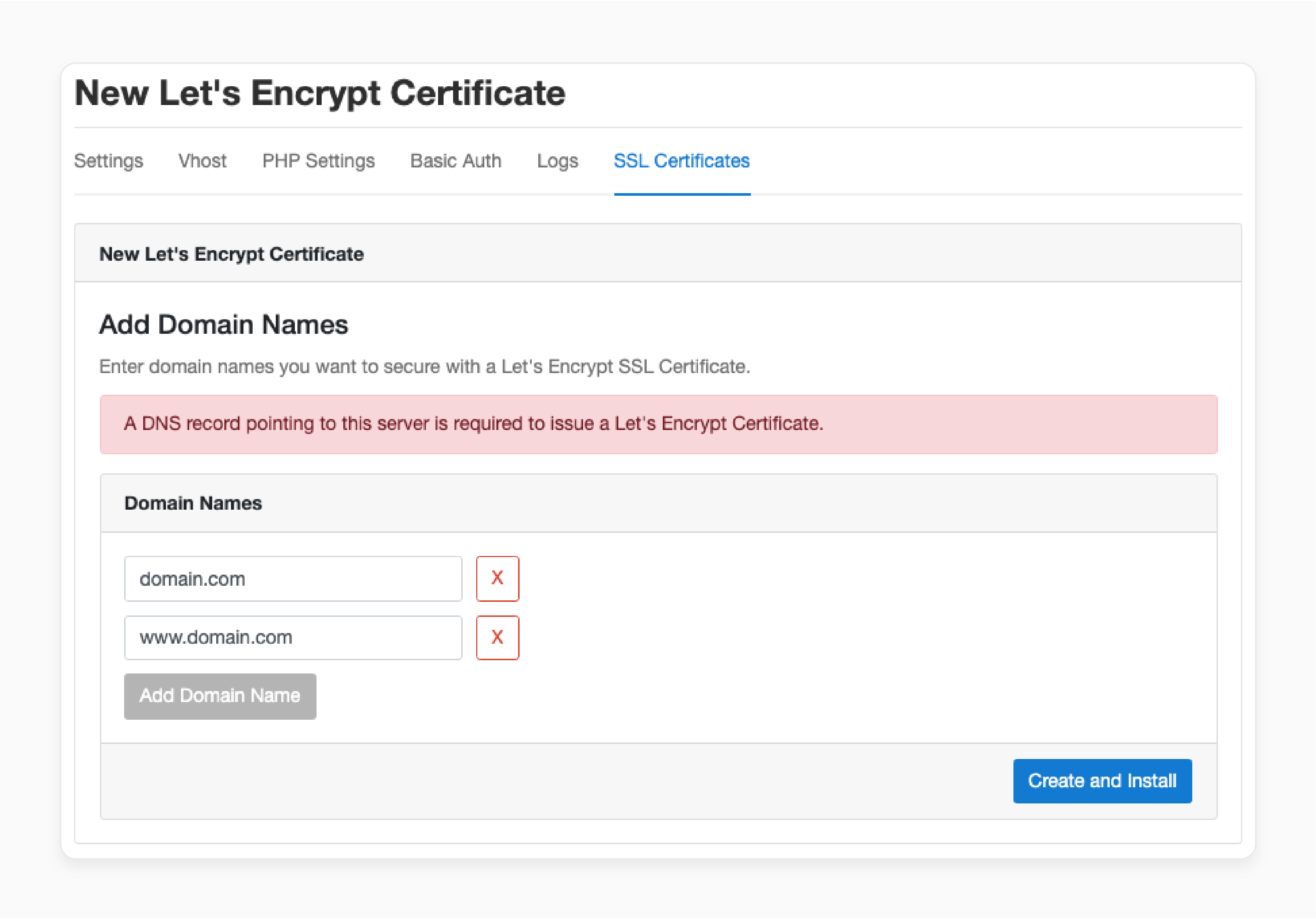 DNS record setup for subdomain