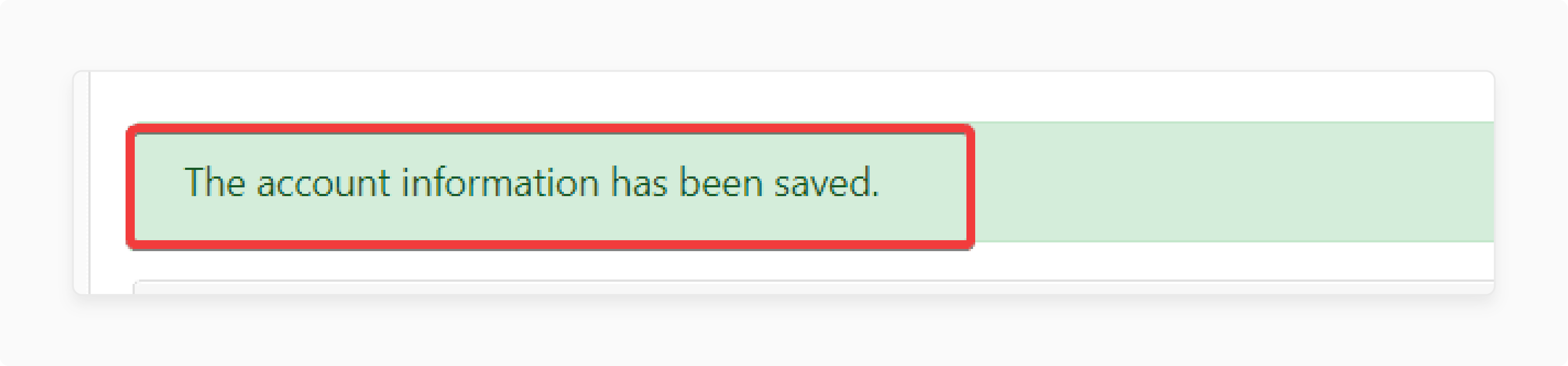 Password update success message