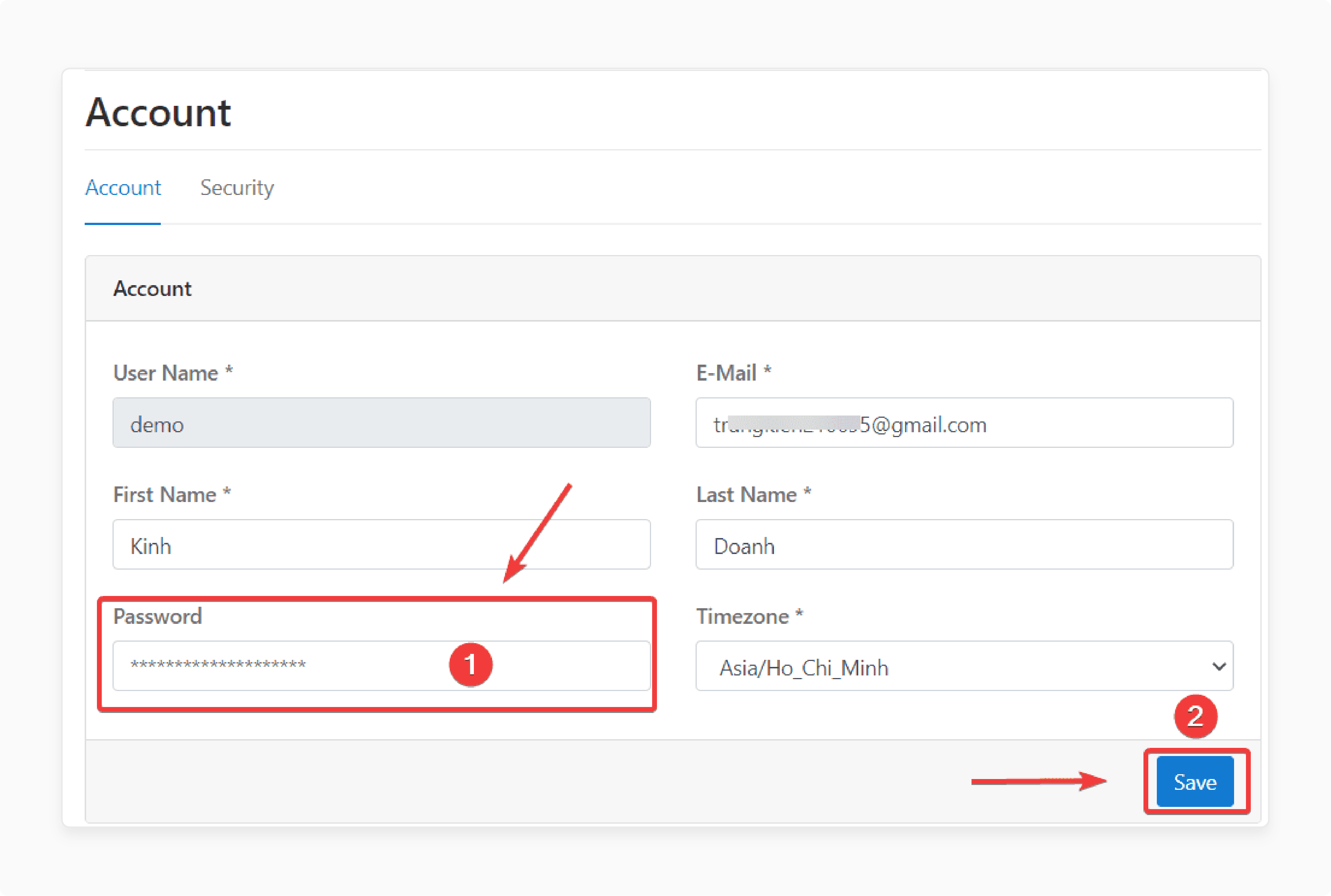 Type and save a new password