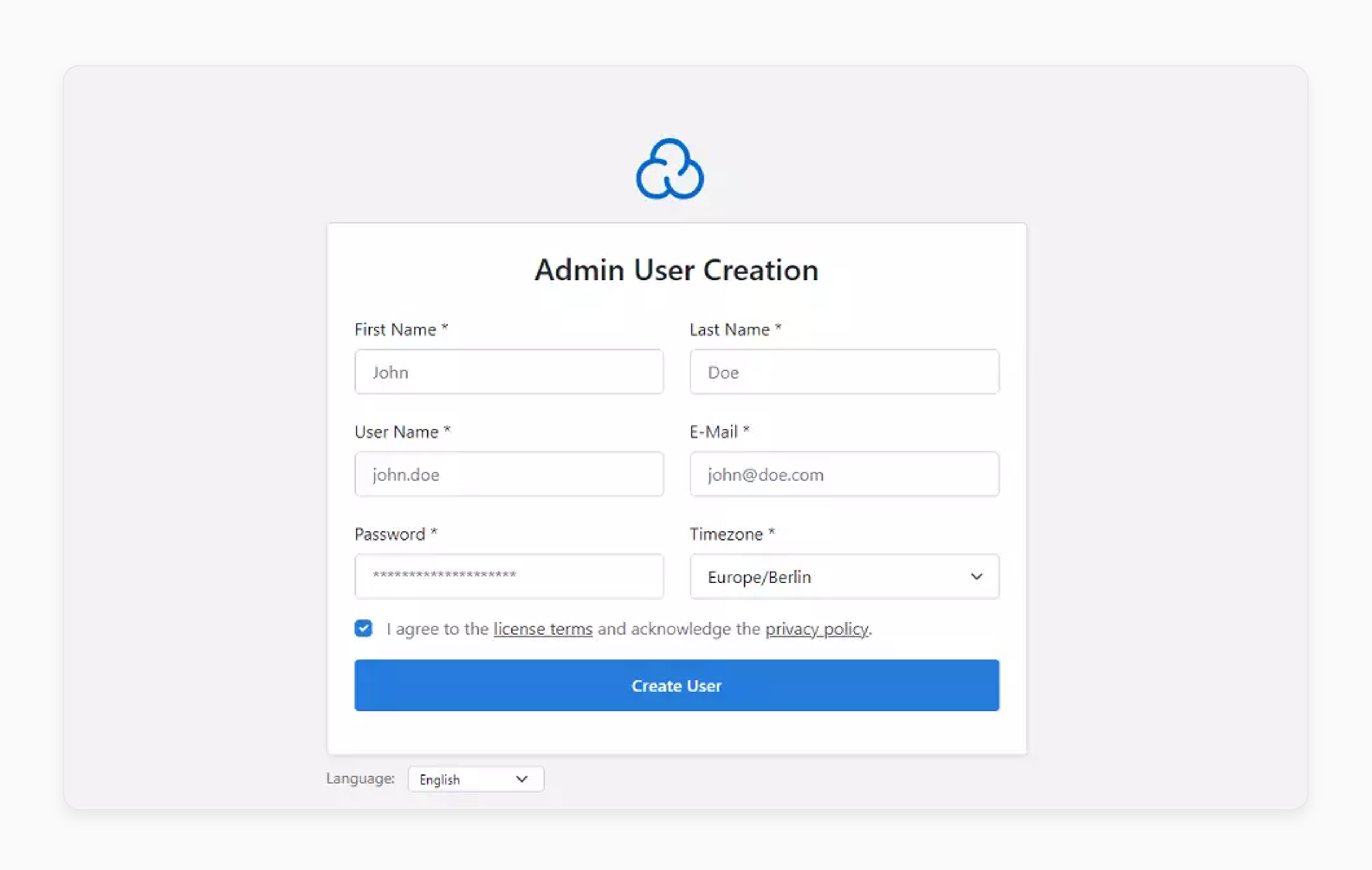 admin user creation interface during cloudpanel setup on ubuntu server