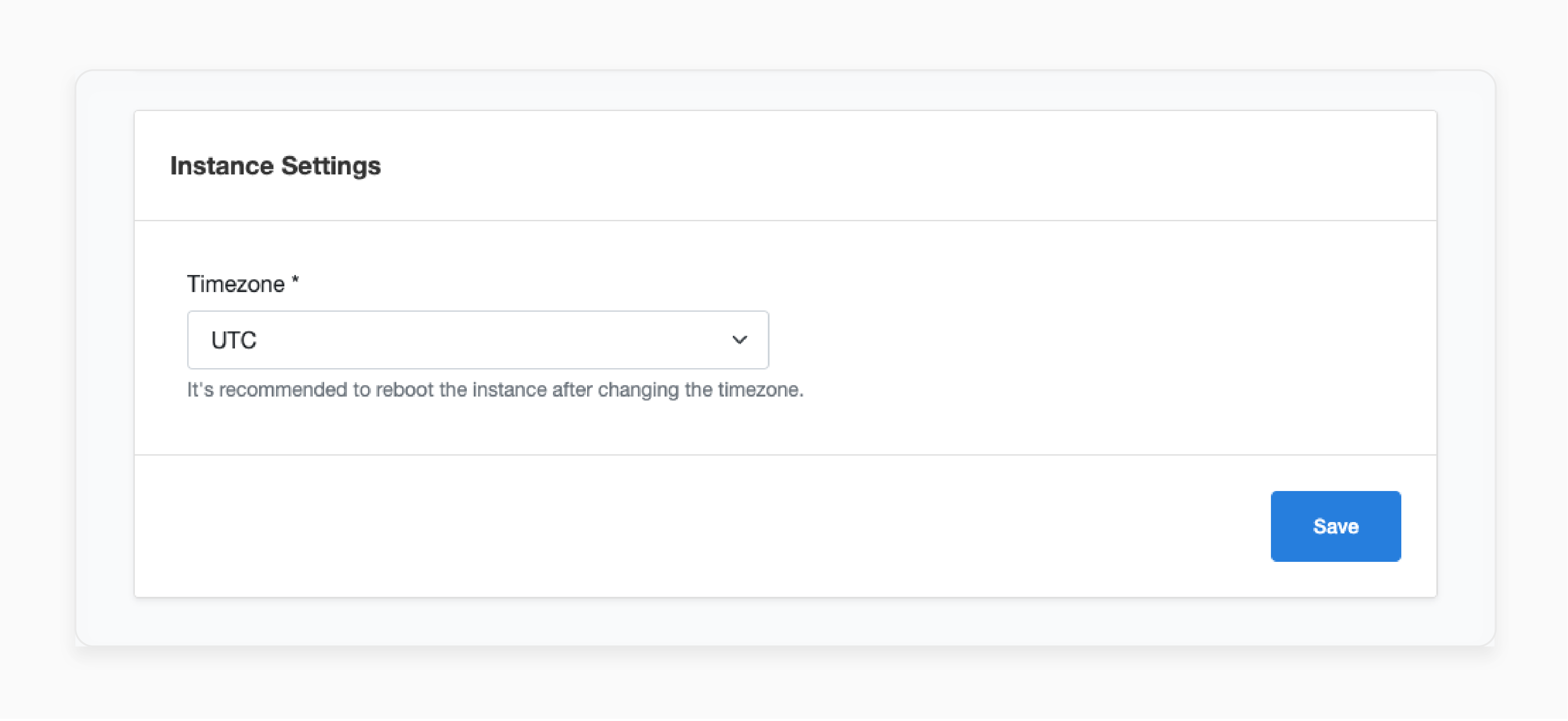 accessing instance settings in cloudpanel to configure the global server timezone