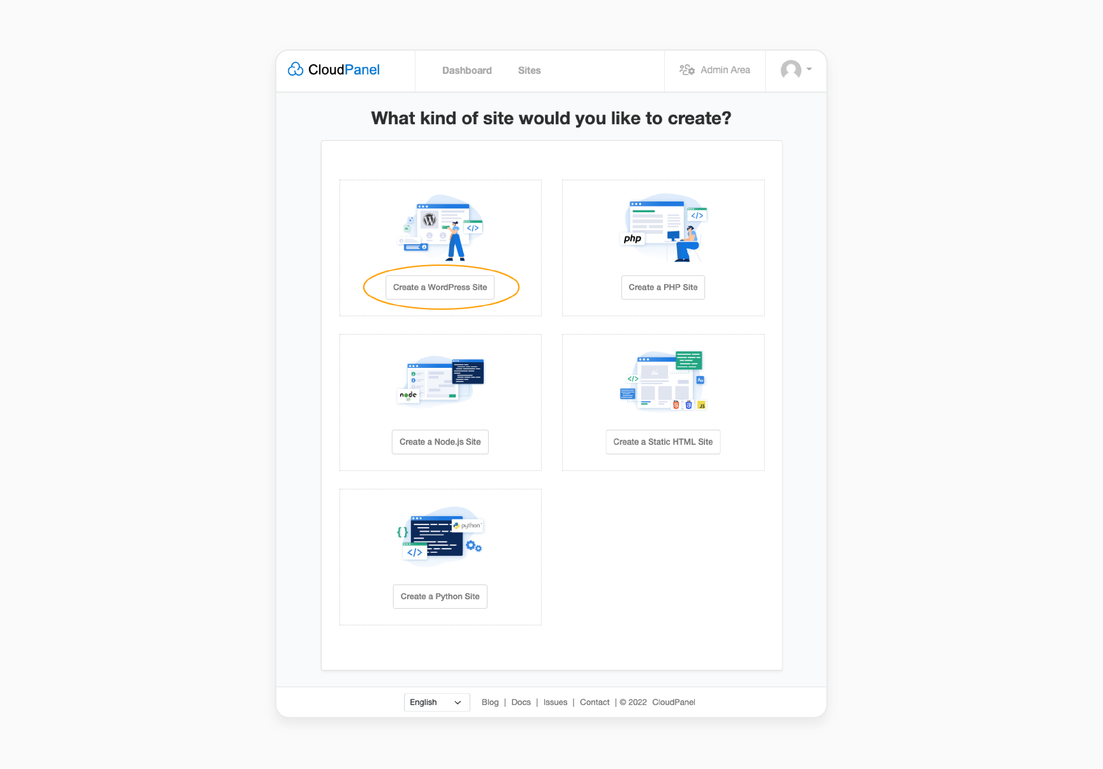 wordpress site creation screen in cloudpanel with multisite configuration option