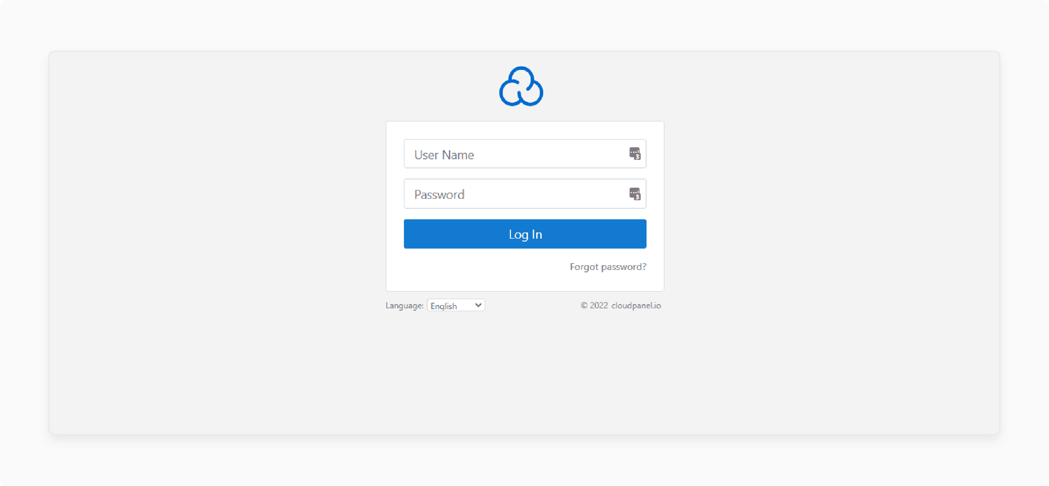 CloudPanel login page on browser