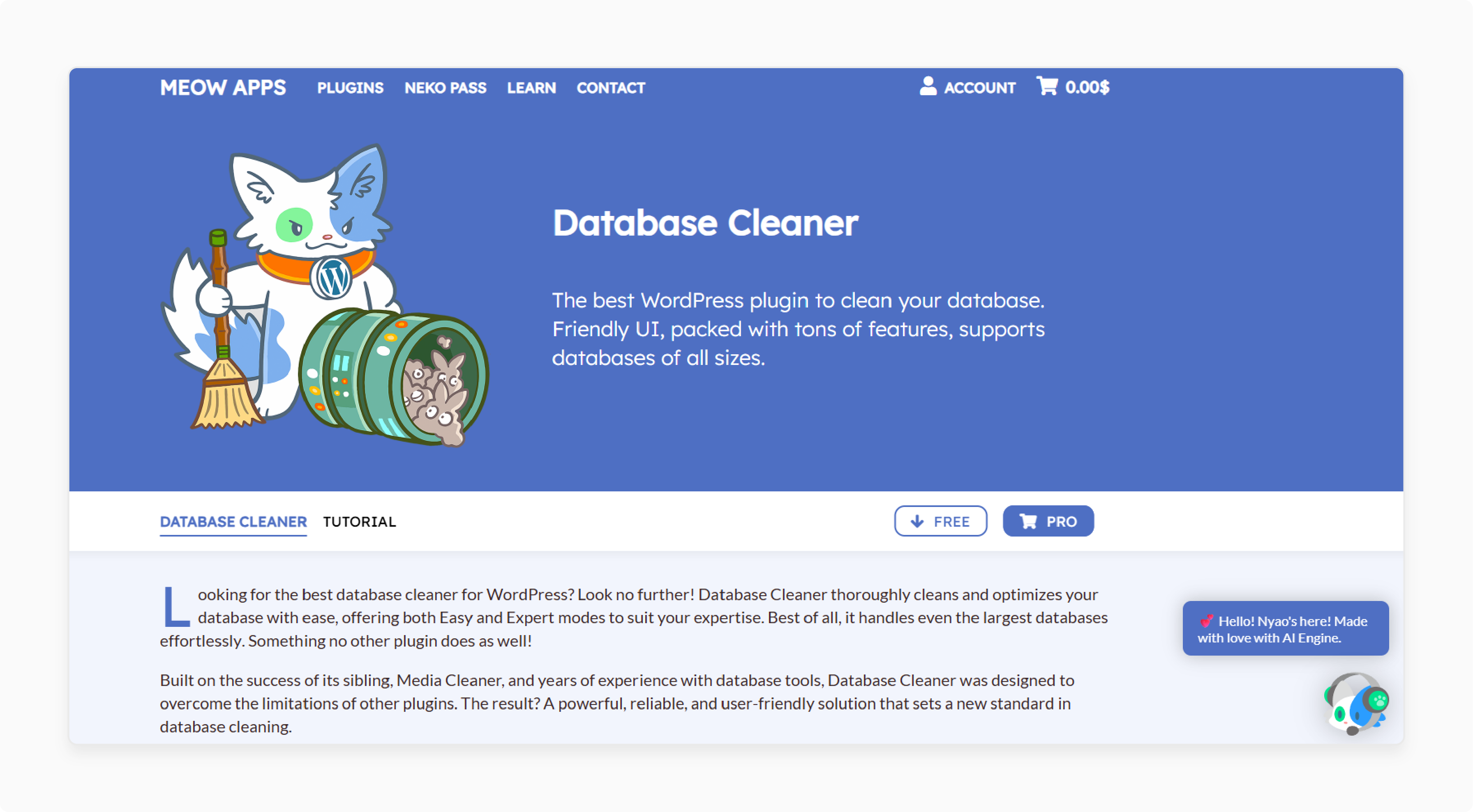 database cleaner plugin by meow apps highlighting unused tables and auto-cleaning options for wordpress databases
