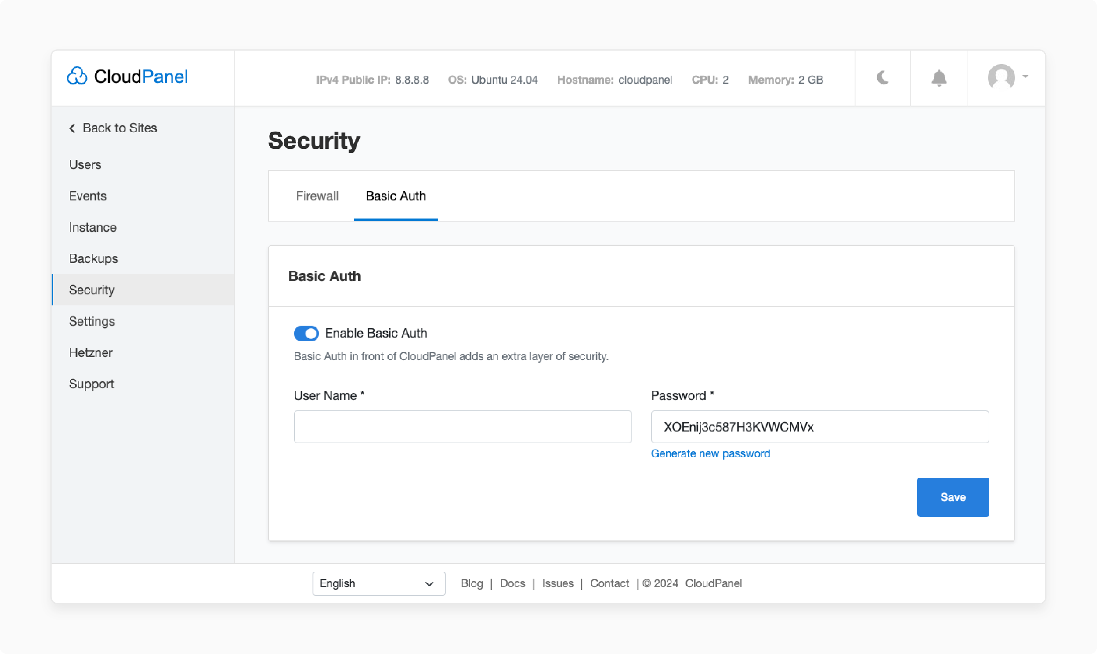 Enable basic auth for access