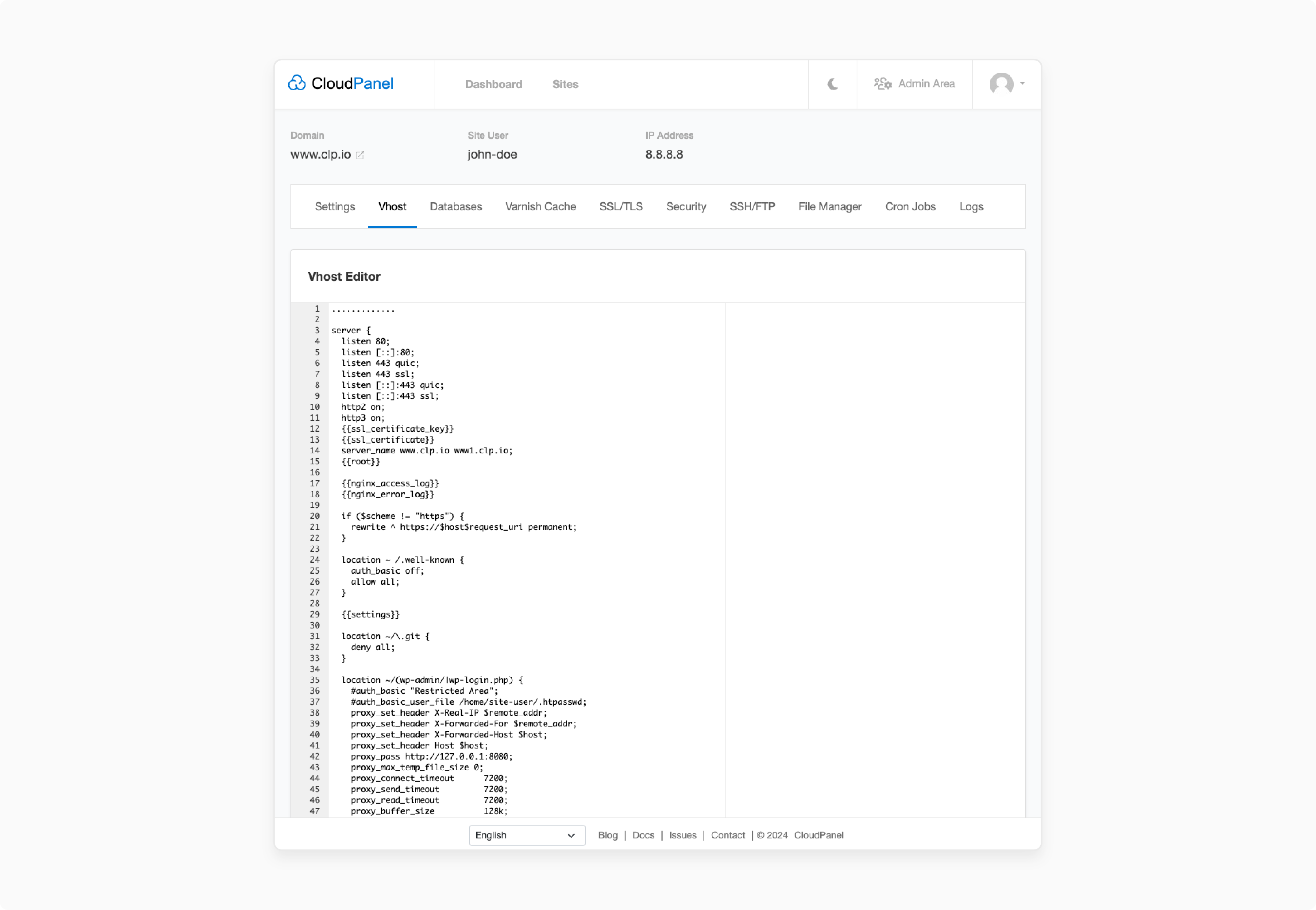 Limit API traffic with CloudPanel