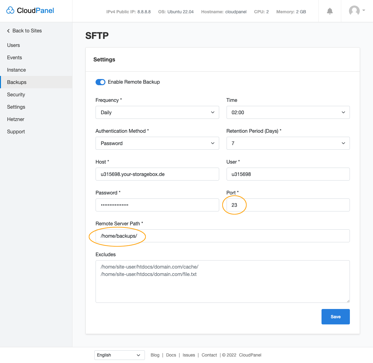 Hetzner Storage Box - Fill Form Fields