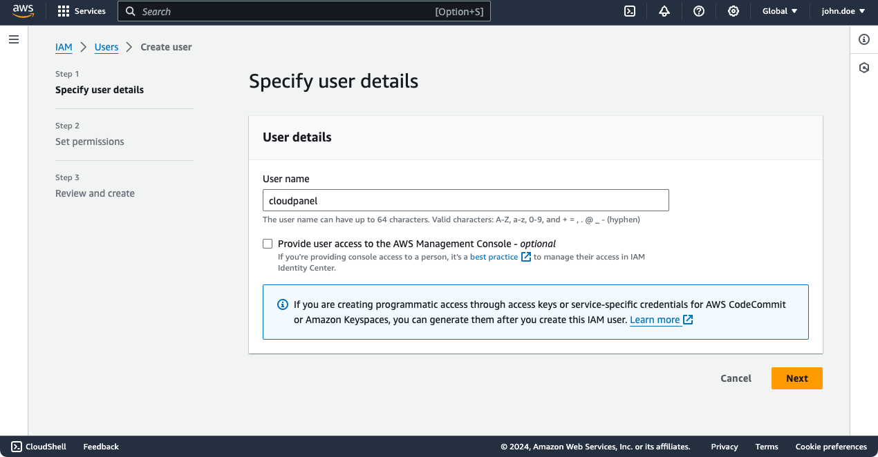 Create Access Keys