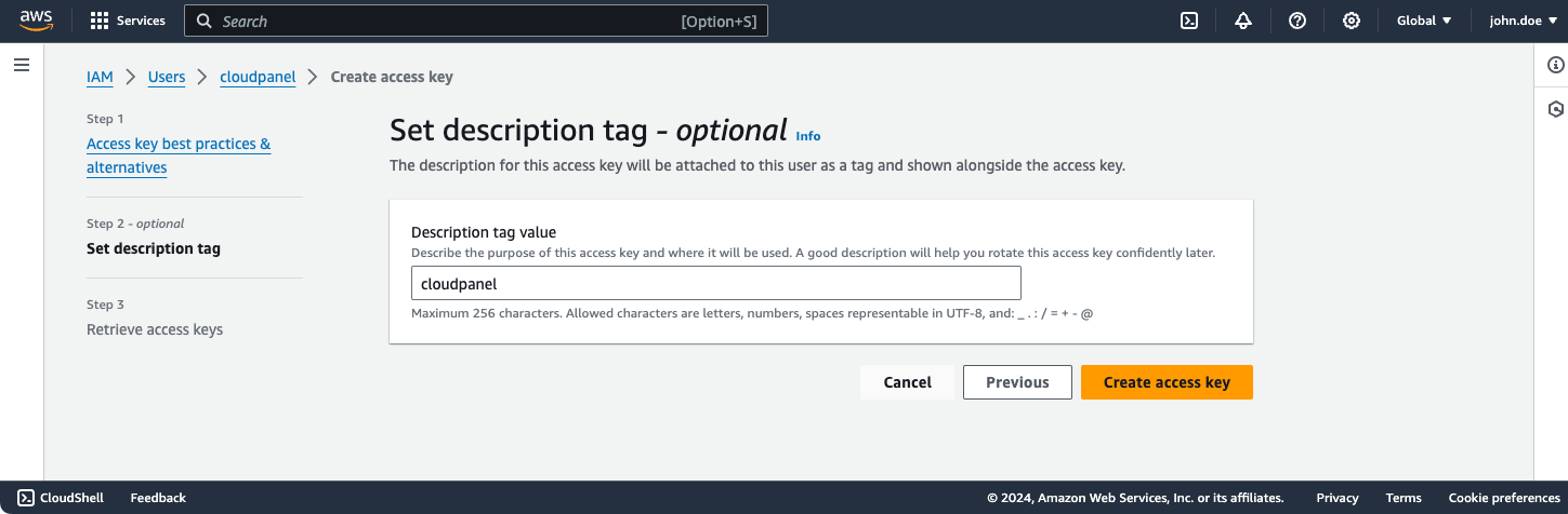 Create access key