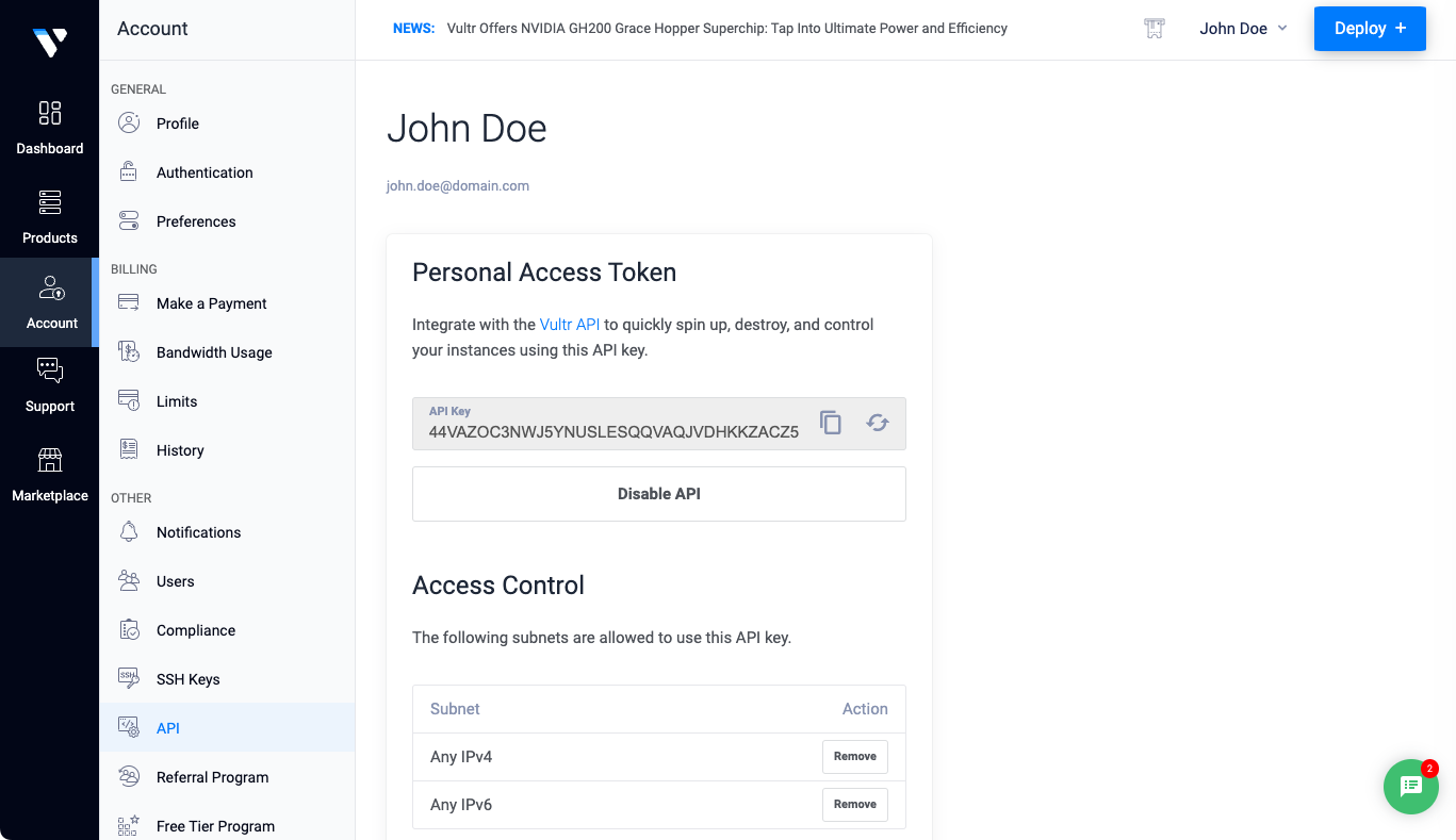 Copy API Key