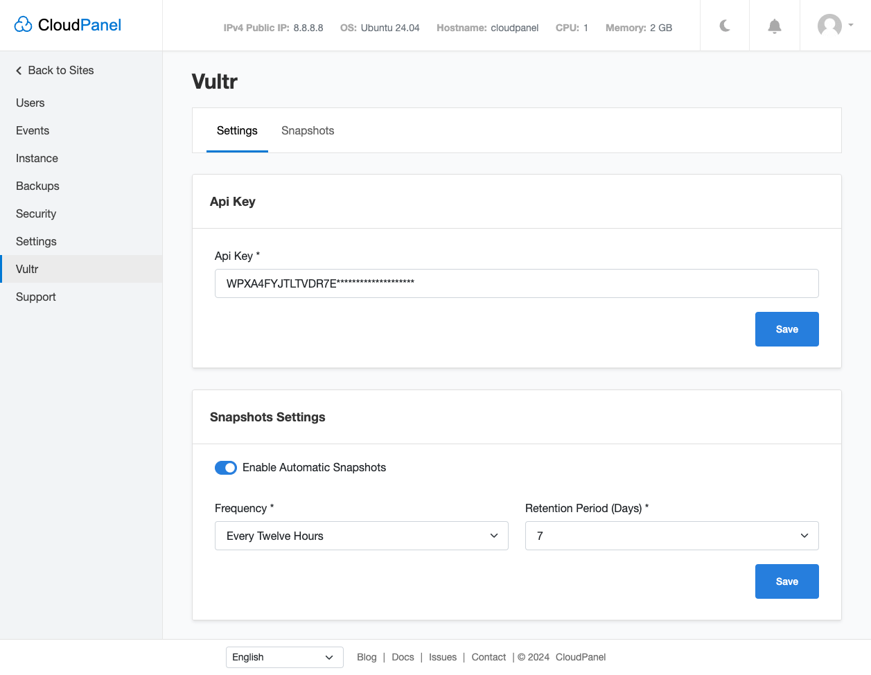 Vultr | CloudPanel | Documentation