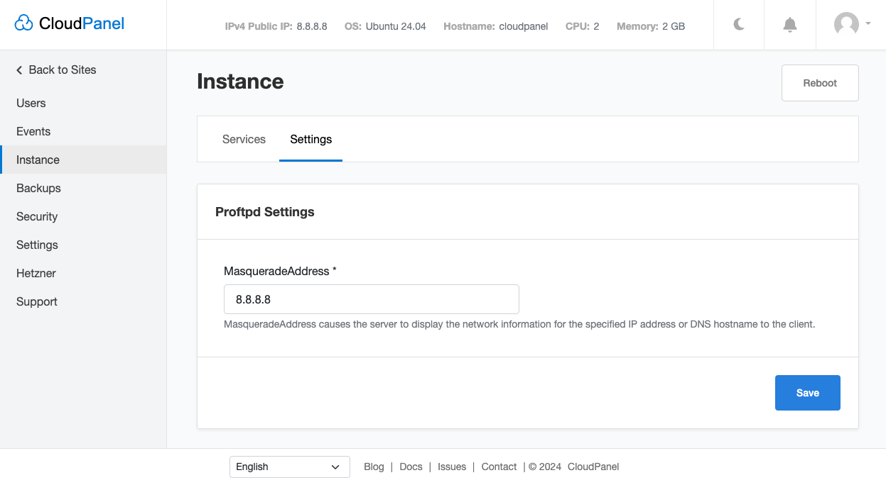 Proftpd MasqueradeAddress