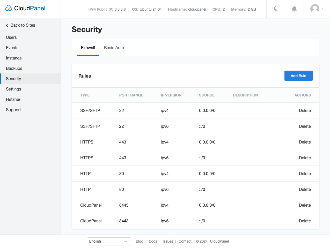 Pre-Configured UFW rules Pre-Configured UFW rules