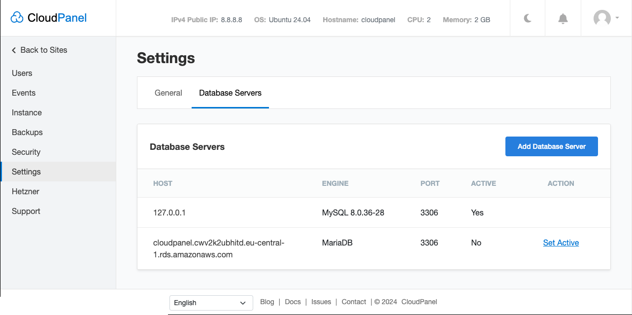 Set Database Server Active