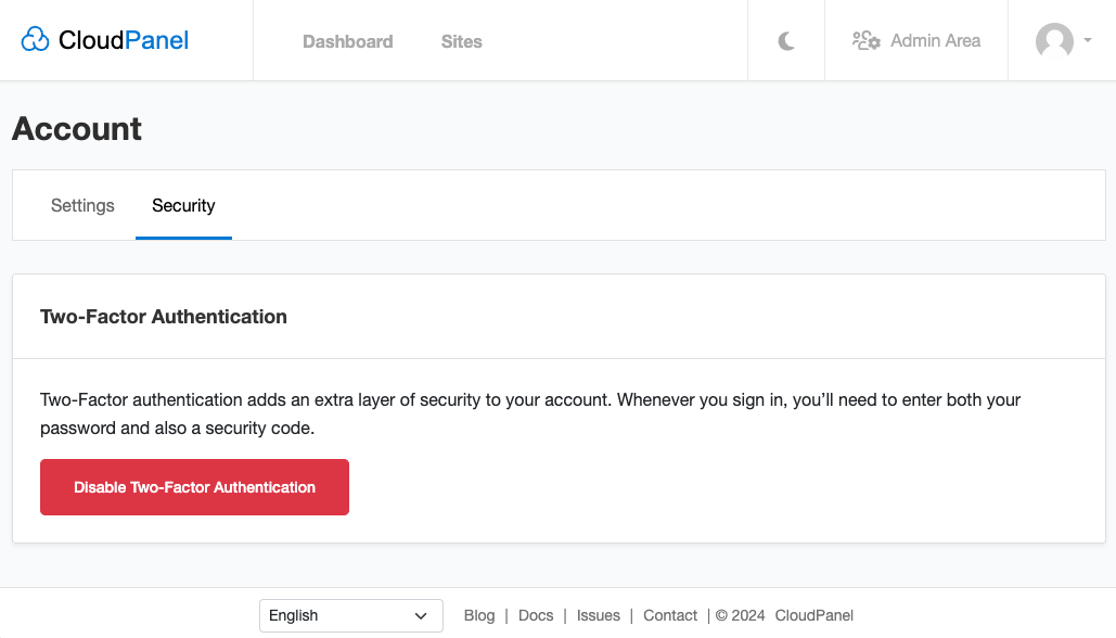 Disable Two-Factor Authentication