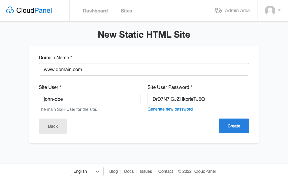 Create a Static HTML Site