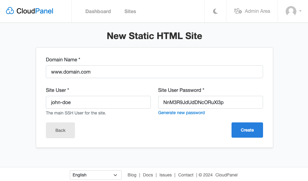 Create a Static HTML Site