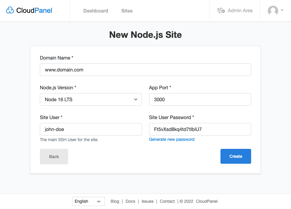 New Node.js Site