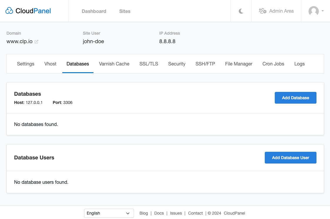 Adding a Database User