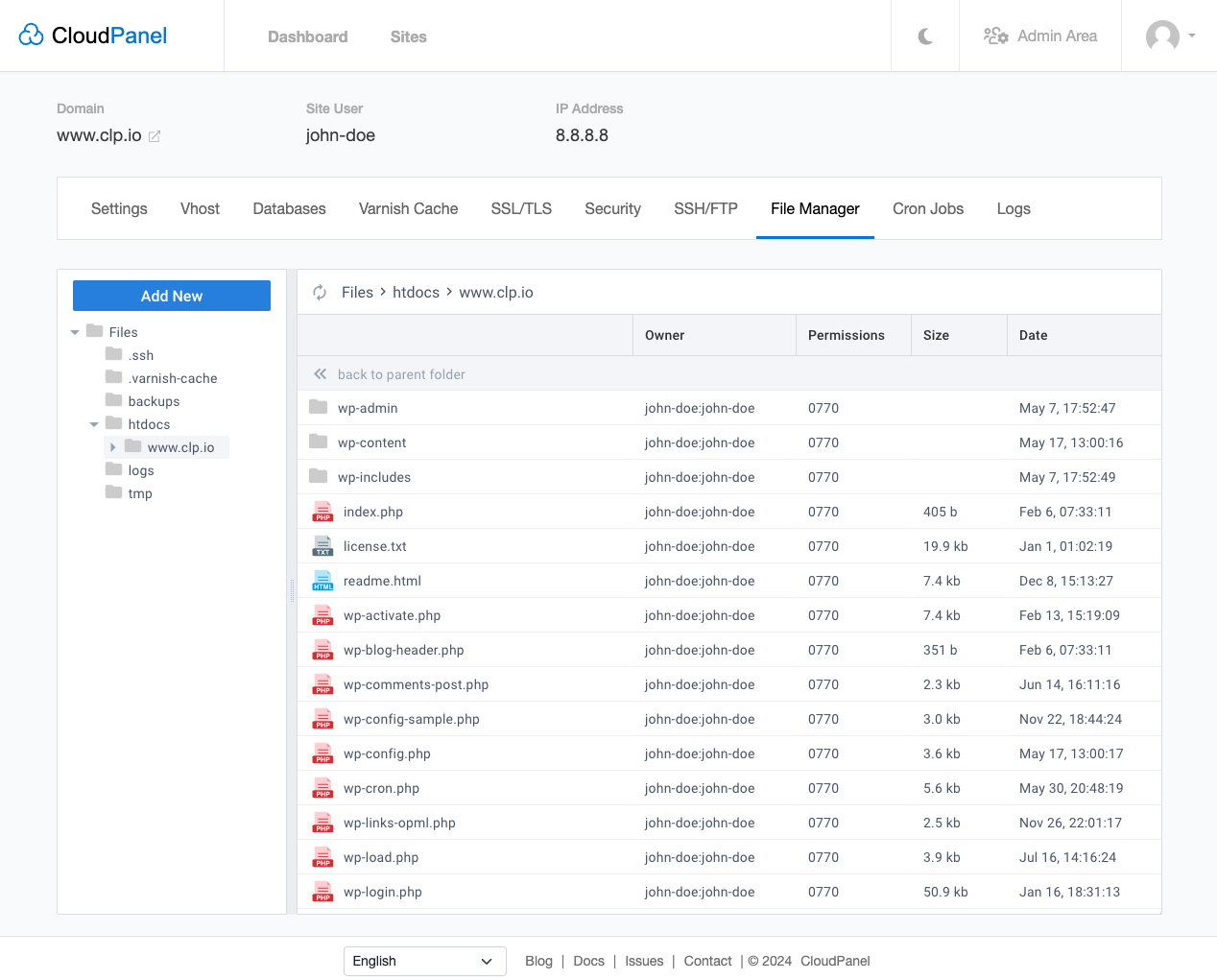 CloudPanel File Manager