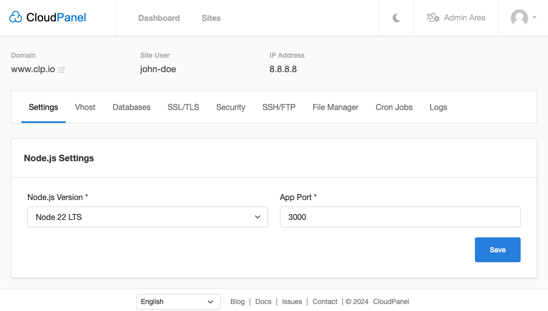 Node.js Settings
