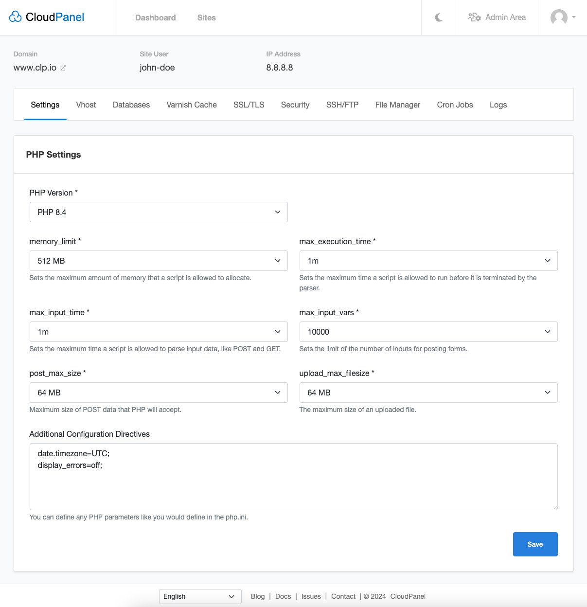 PHP Settings PHP Settings