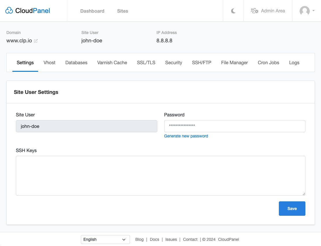 Site User Settings Site User Settings