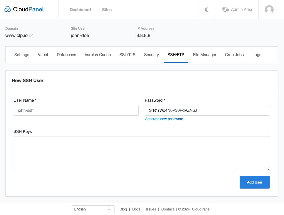 Adding a SSH User