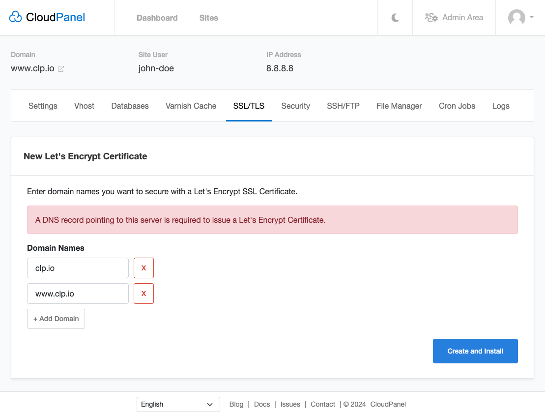 Nuevo certificado Lets Encrypt