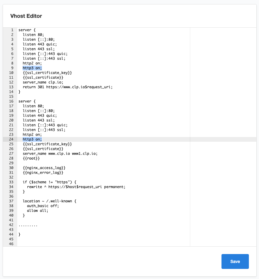 Enable HTTP3 Enable HTTP3