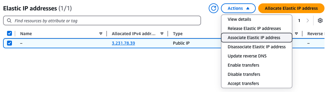 Associate Elastic IP Address