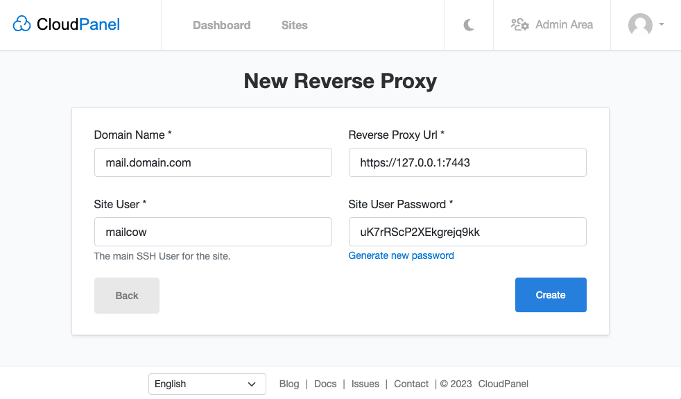 CloudPanel Reverse Proxy Configuration