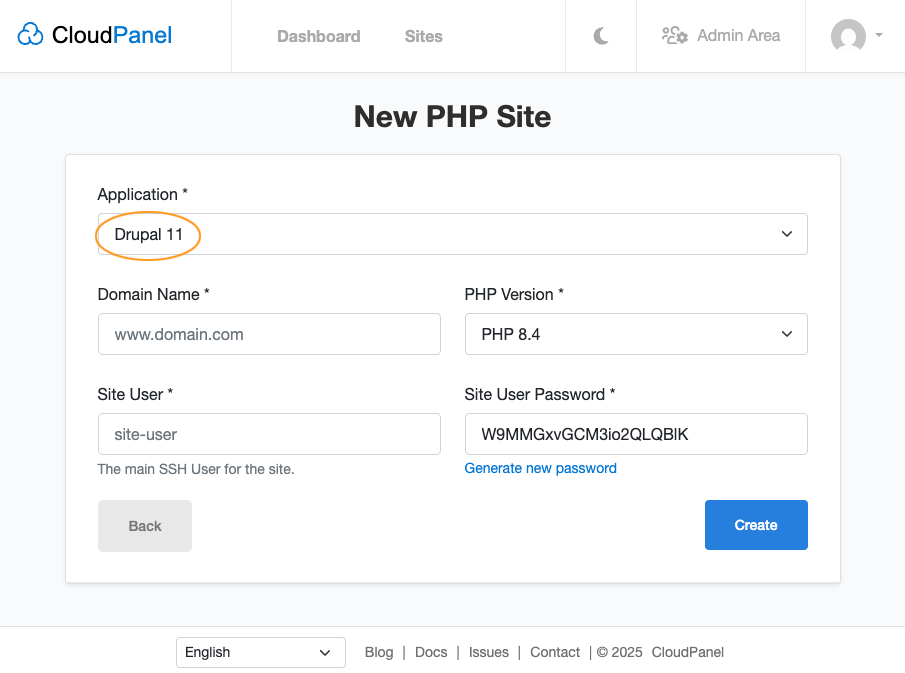 Create a Drupal Site