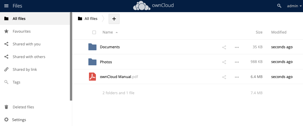 OwnCloud Installed